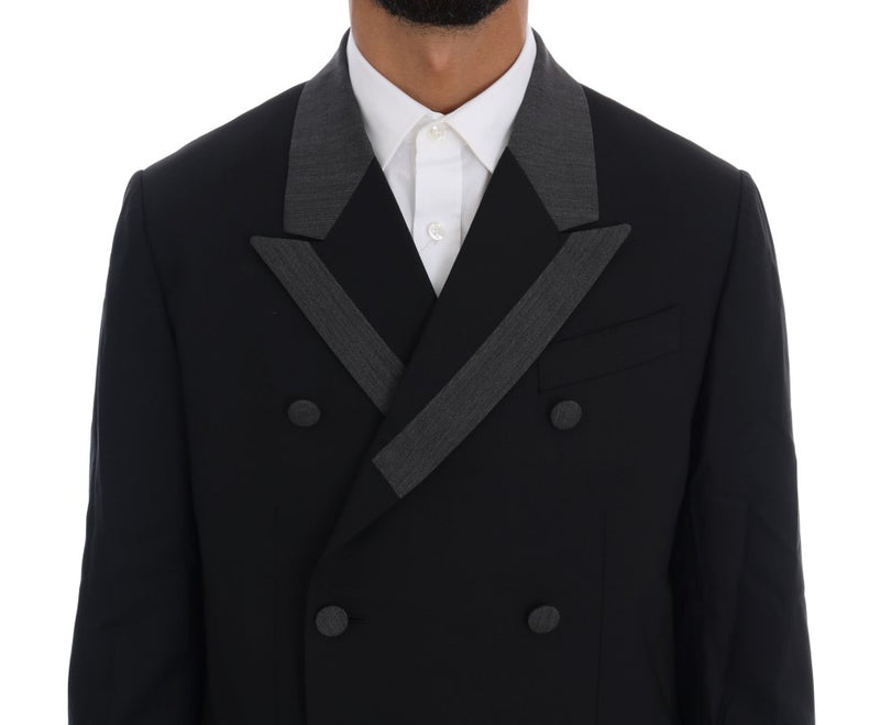 Black Wool Stretch 3 Piece Two Button Suit