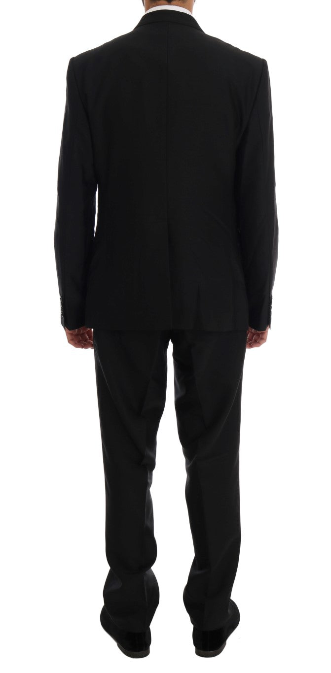 Black Wool Silk One Button Slim Fit Suit