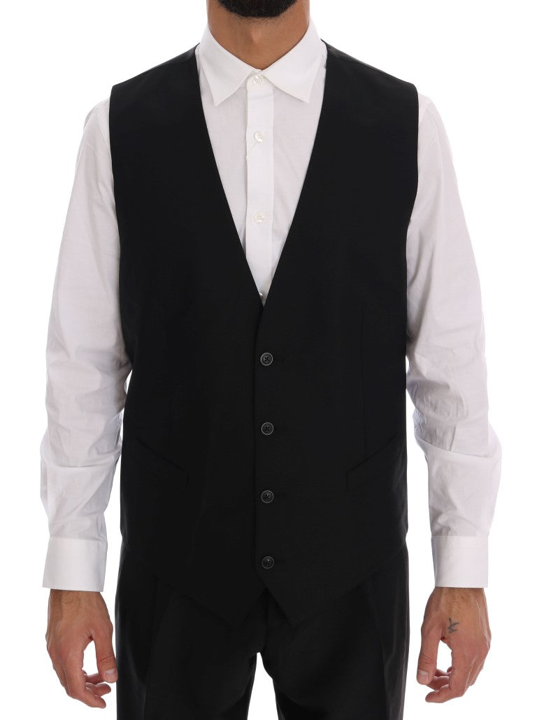 Black Wool Silk One Button Slim Fit Suit