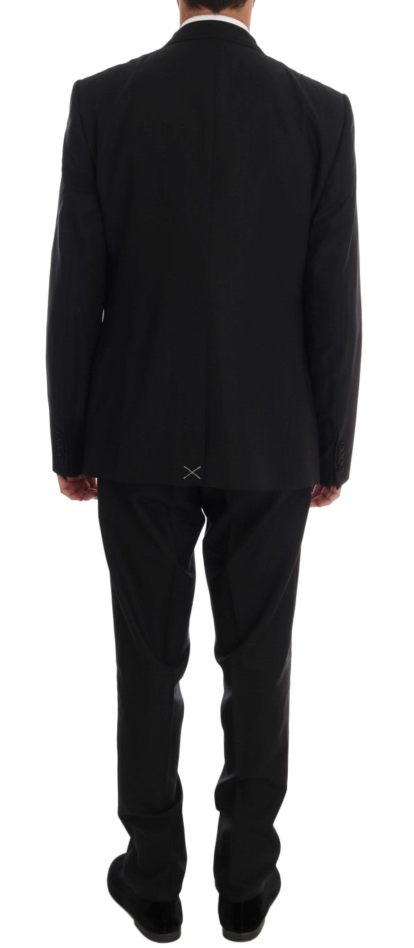 Black Wool Double Breasted Slim Fit Suit