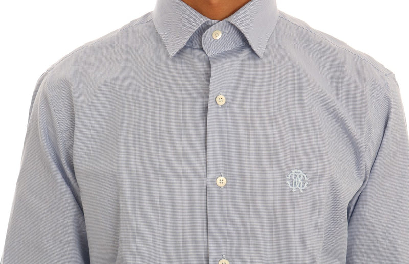 Blue Cotton Slim Fit Dress Shirt