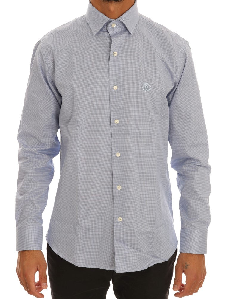 Blue Cotton Slim Fit Dress Shirt