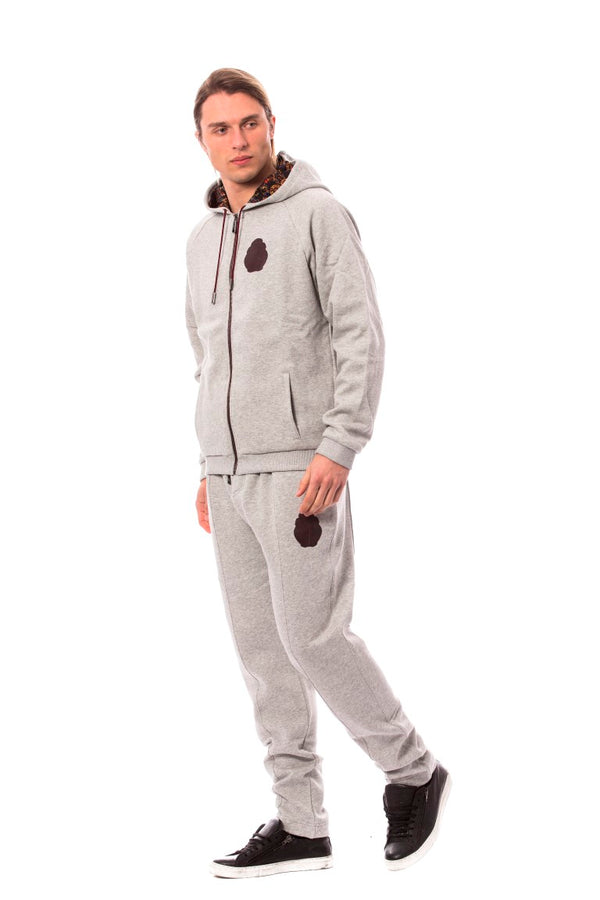 Gray Cotton Hooded Sweatsuit