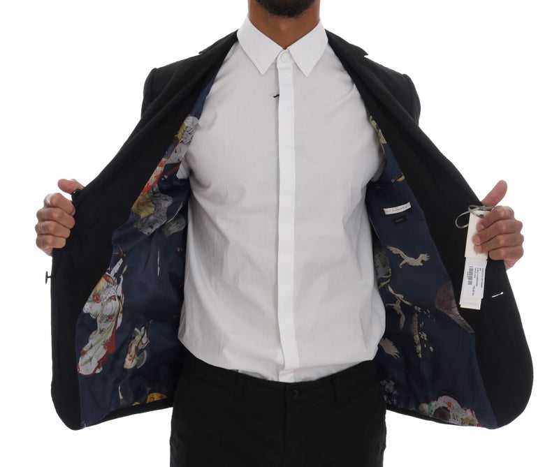 Black Cotton Slim Fit Blazer Jacket