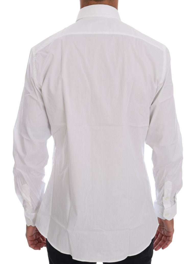 White Cotton Stretch Slim Fit Dress Shirt