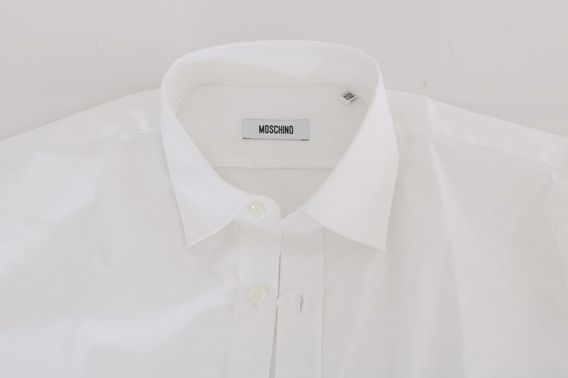 White Cotton Stretch Slim Fit Dress Shirt