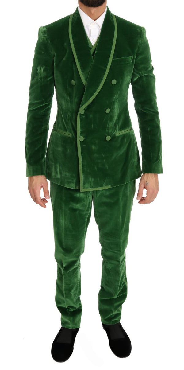 Green Velvet Slim Fit Double Breasted Suit