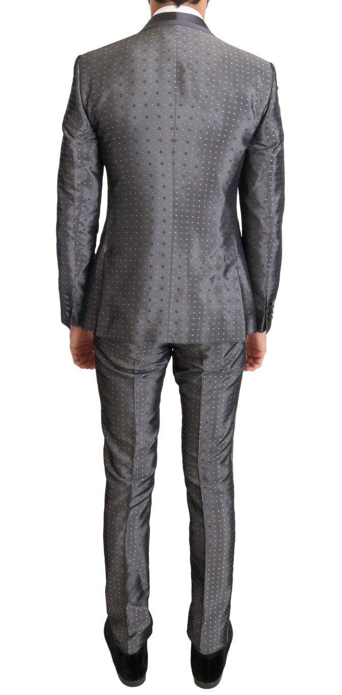 Silver Silk Baroque Single Breasted Suit