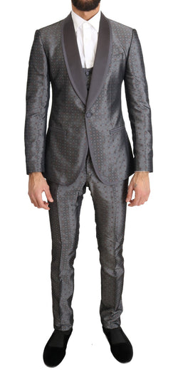 Silver Silk Baroque Single Breasted Suit