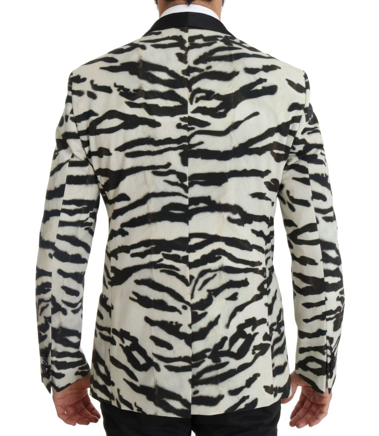 Black White Zebra Silk Blazer