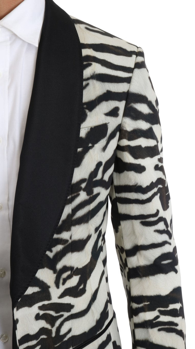 Black White Zebra Silk Blazer