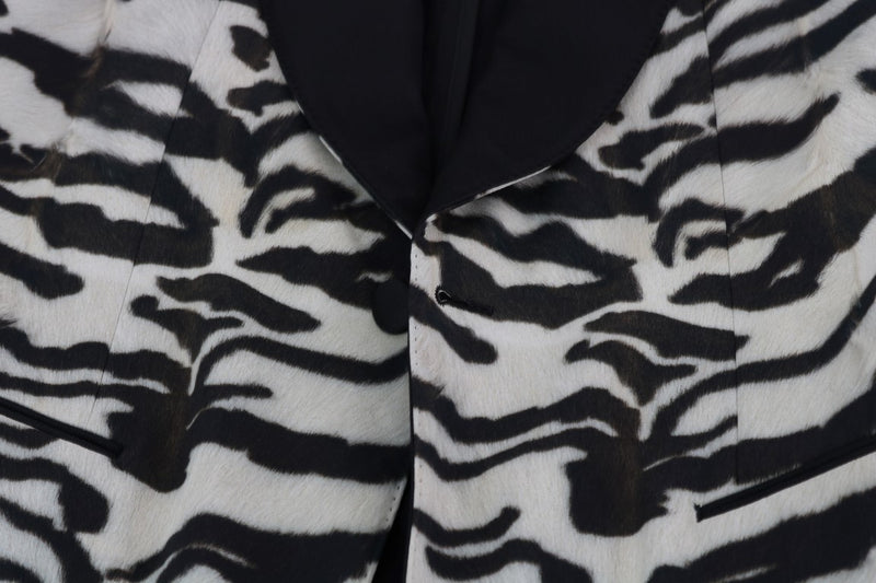 Black White Zebra Silk Blazer