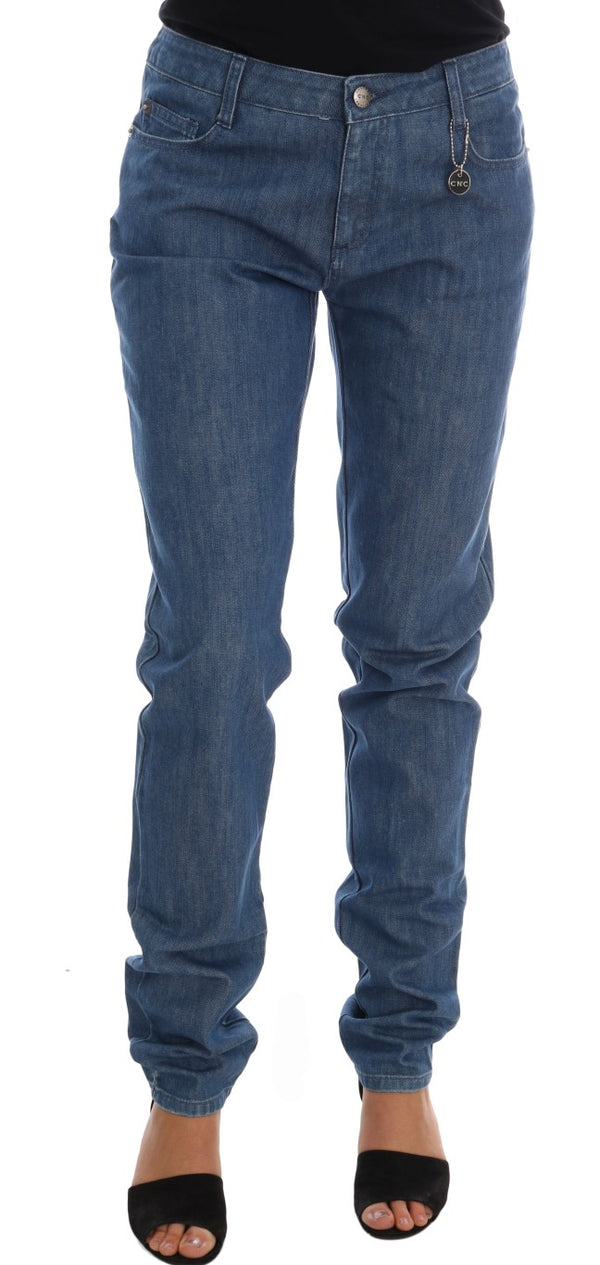 Blue Wash Cotton Boyfriend Fit Jeans