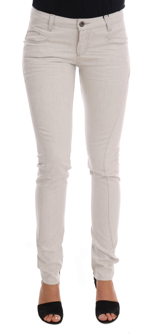 White Cotton Stretch Slim Jeans