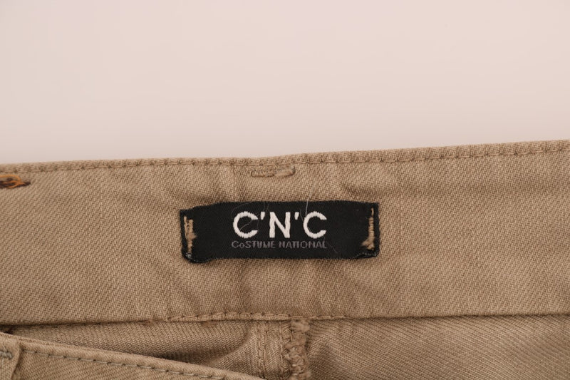 Beige Cotton Stretch Slim Fit Jeans