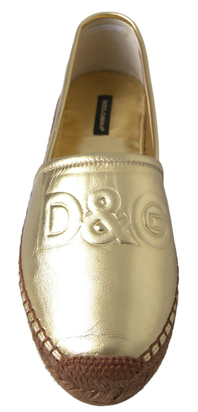 Gold Leather D&G Loafers Flats Espadrille Shoes