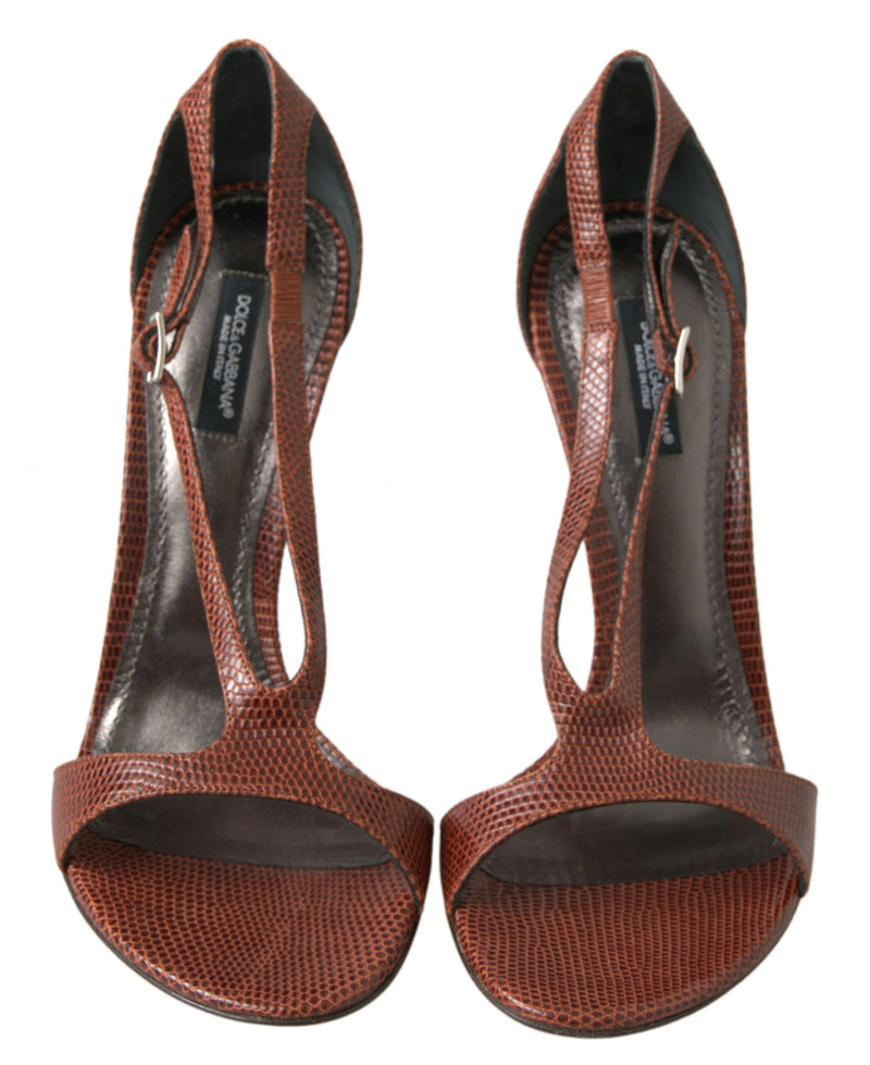 Brown Leather High Heels Sandals Shoes