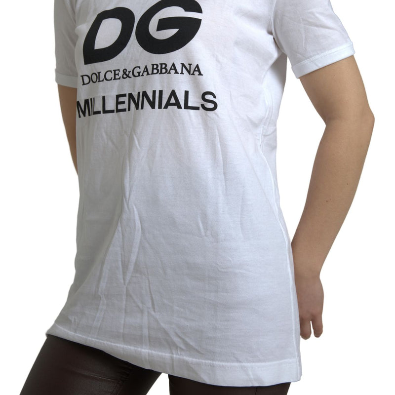 White Cotton MILLENNIALS Round Neck T-shirt