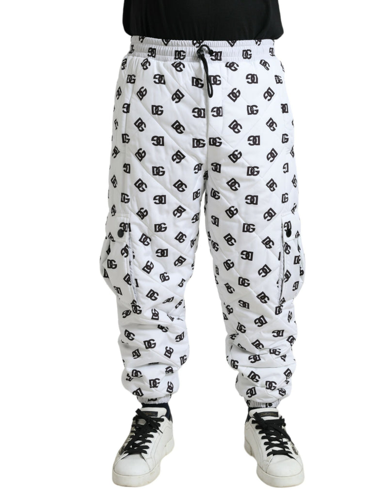 White Logo DG Print Men Jogger Sweatpants Pants