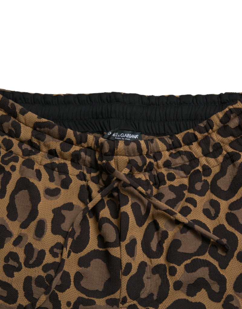 Brown Leopard Jacquard Jogger Pants