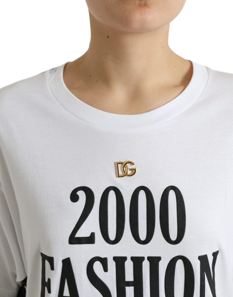 White Slogan Print Lacing Detailed T-shirt