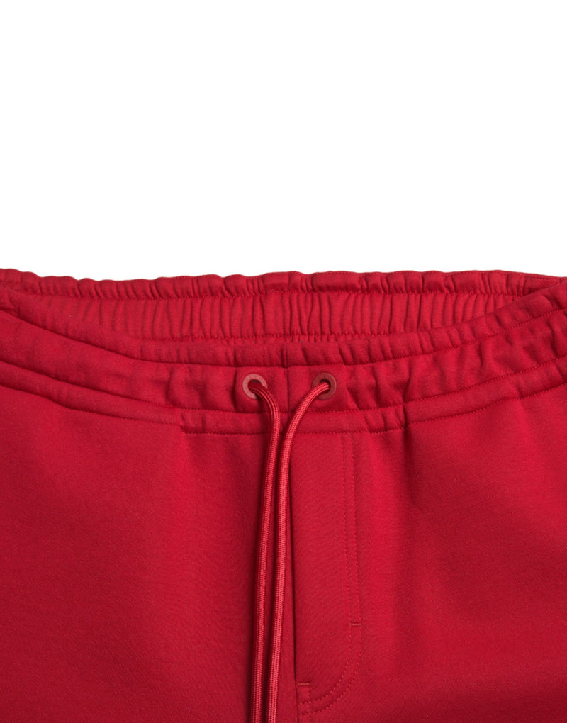 Red Cotton Blend Skinny Jogger Pants