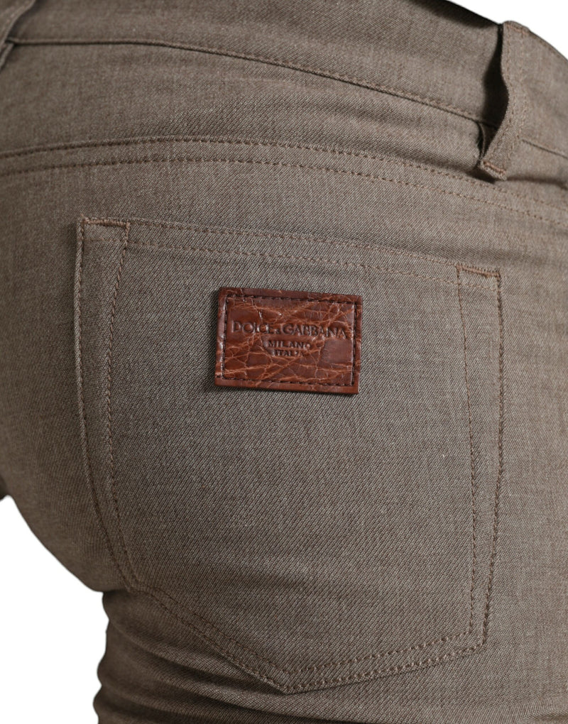 Brown Cotton Stretch Skinny Men Pants