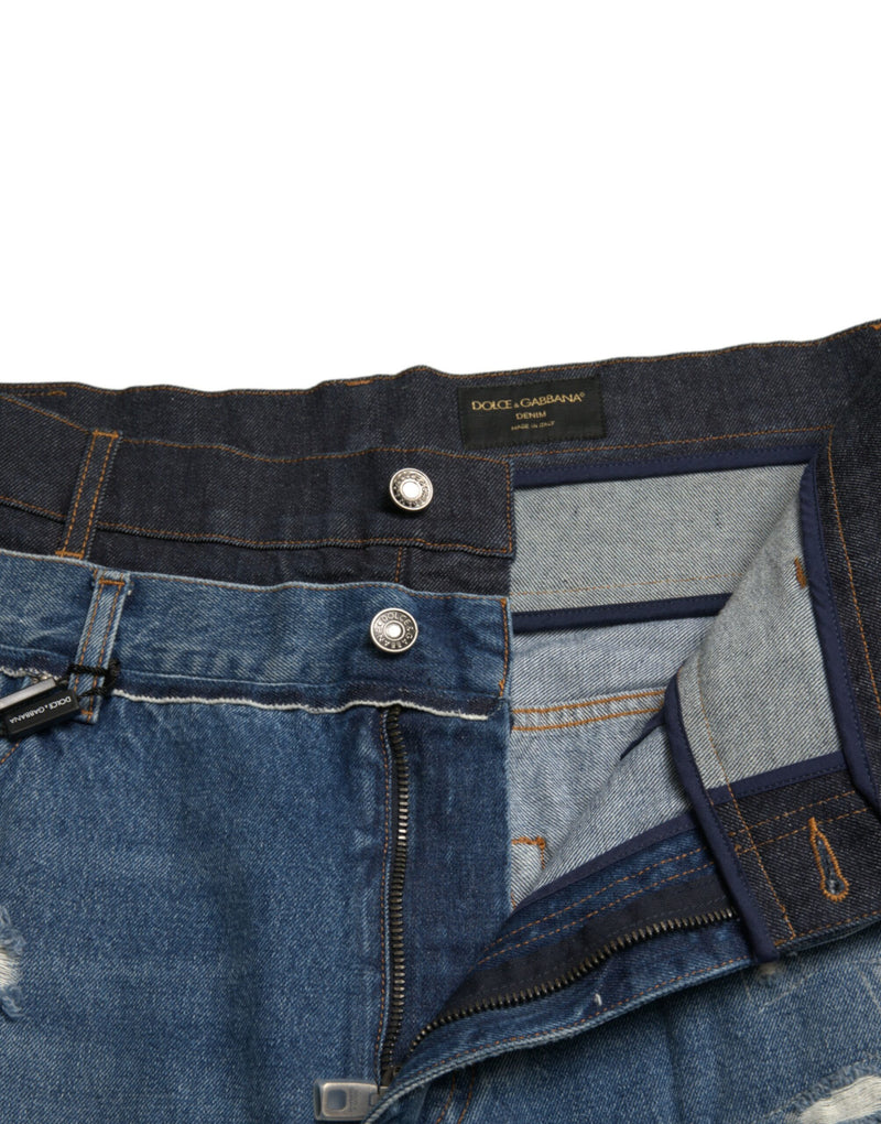 Blue Tattered Cotton Men Denim Jeans