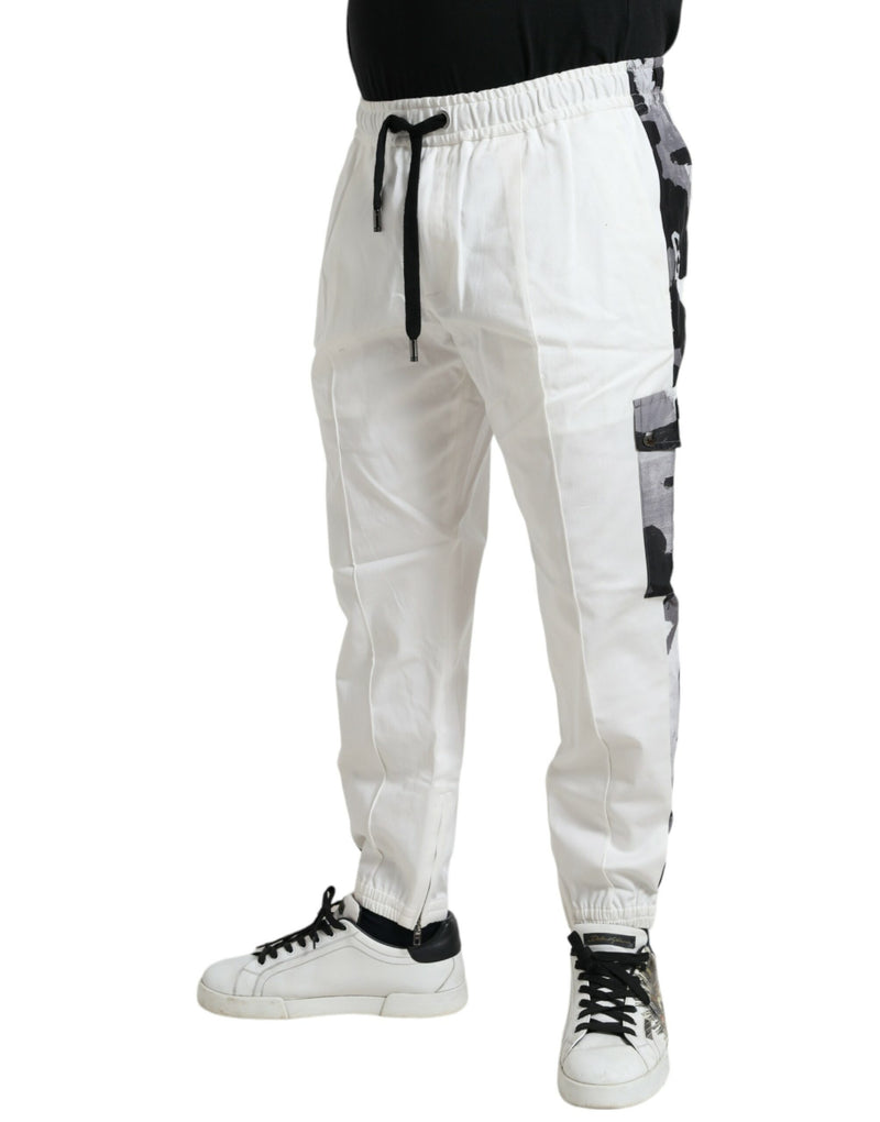 White Cotton Blend Jogger Men Sweatpants Pants