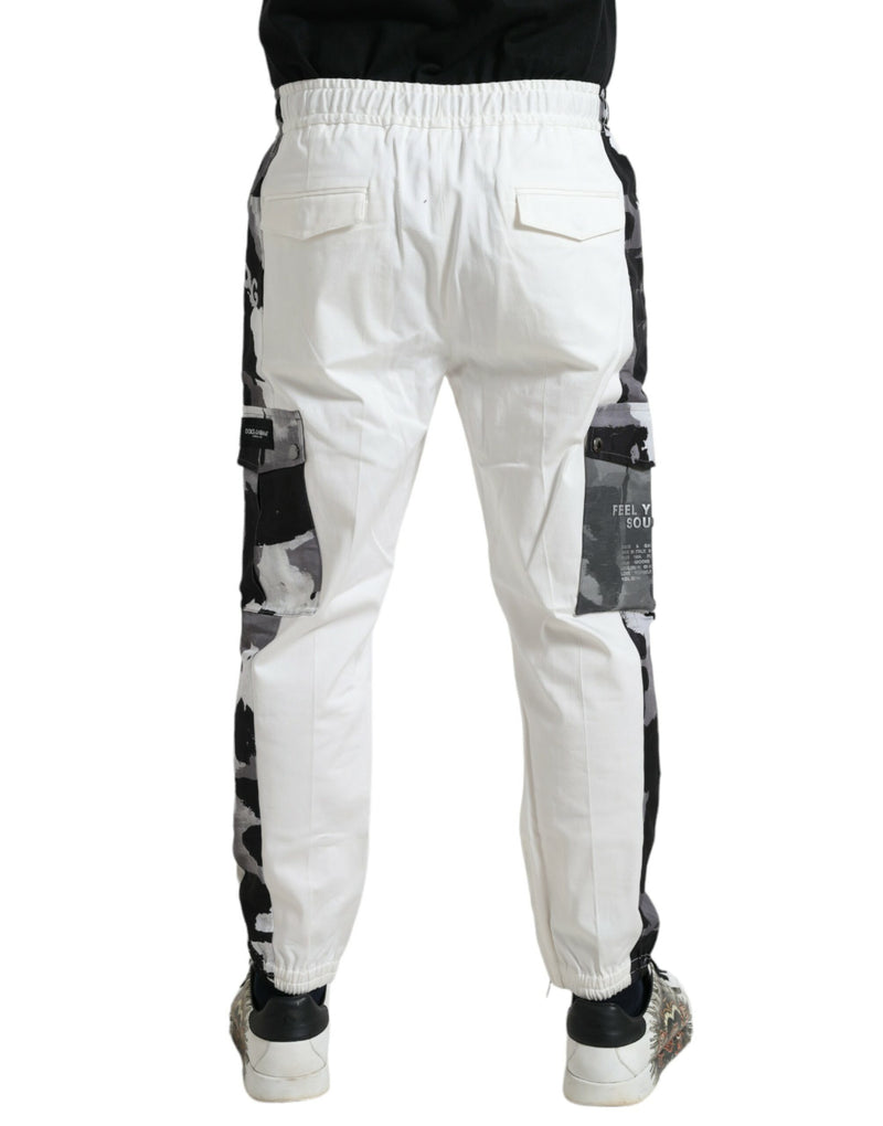 White Cotton Blend Jogger Men Sweatpants Pants