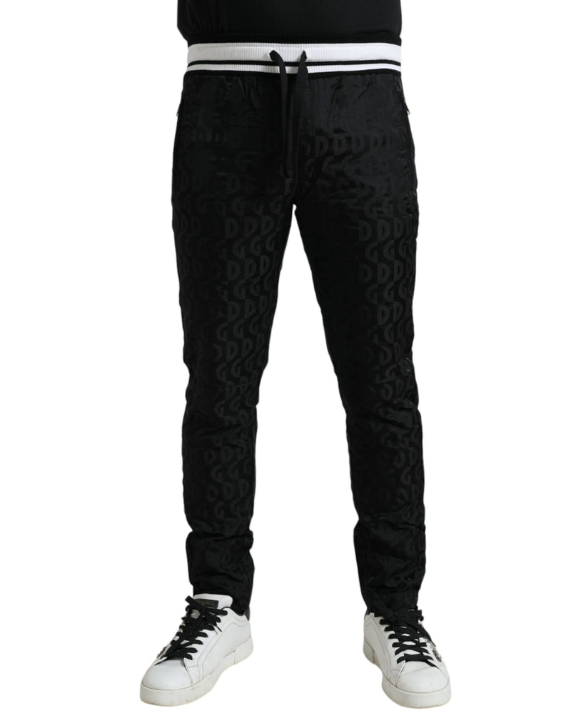 Black Stripes Nylon Skinny Men Jogger Pants