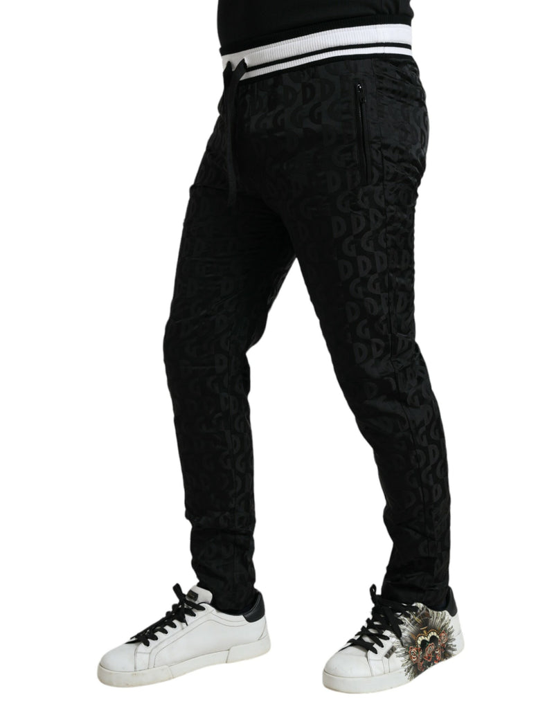 Black Stripes Nylon Skinny Men Jogger Pants