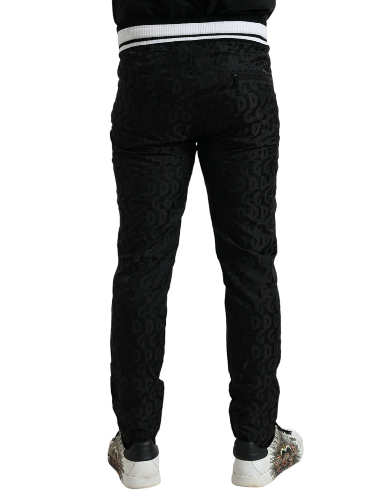 Black Stripes Nylon Skinny Men Jogger Pants