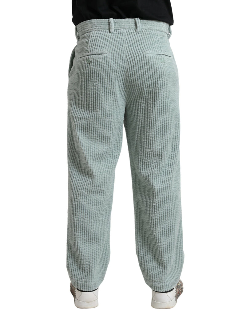 Light Blue Corduroy Straight Cotton Pants