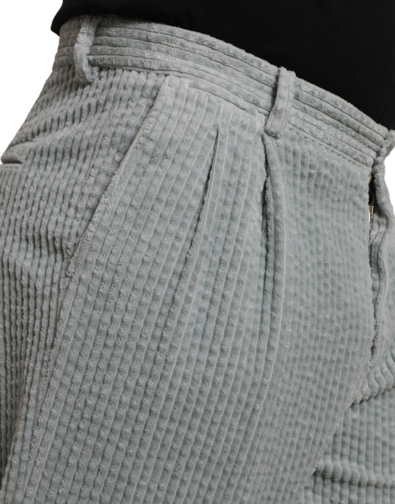 Light Blue Corduroy Straight Cotton Pants