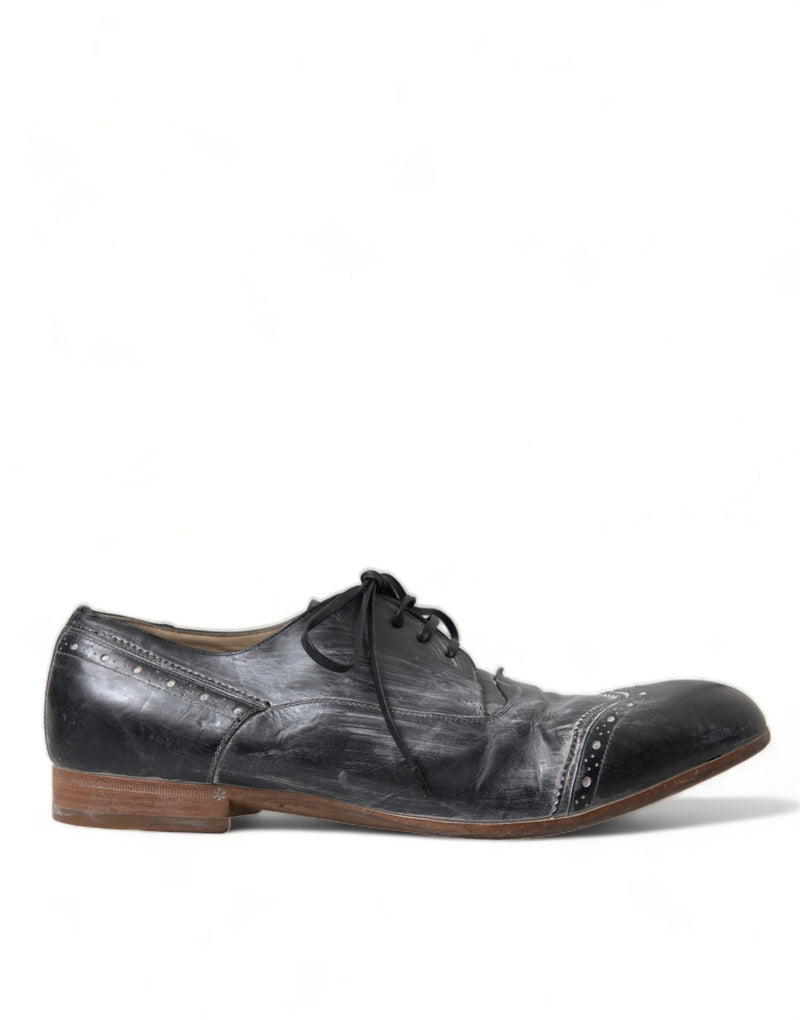 Black Leather Lace Up Formal Derby Dress Shoes