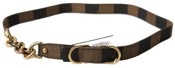 Brown Stripes Canvas Fashion Buckle Waist Belt