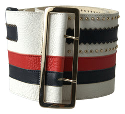 White Leather Wide Waist Cintura Belt