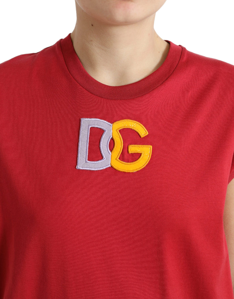 Red Cotton DG Logo Crew Neck Tank Top T-shirt