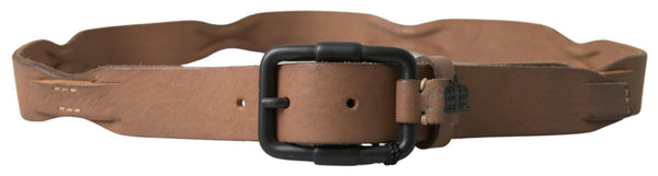 Brown Leather Metal Buckle Waist Men Belt