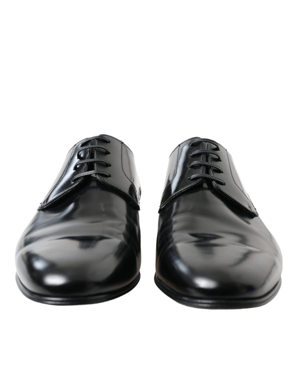 Black Leather Lace Up Derby Dress Shoes