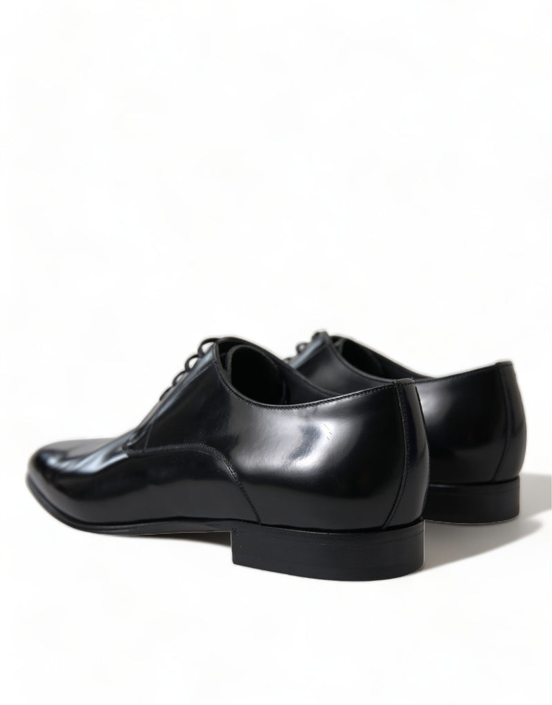 Black Leather Lace Up Derby Dress Shoes