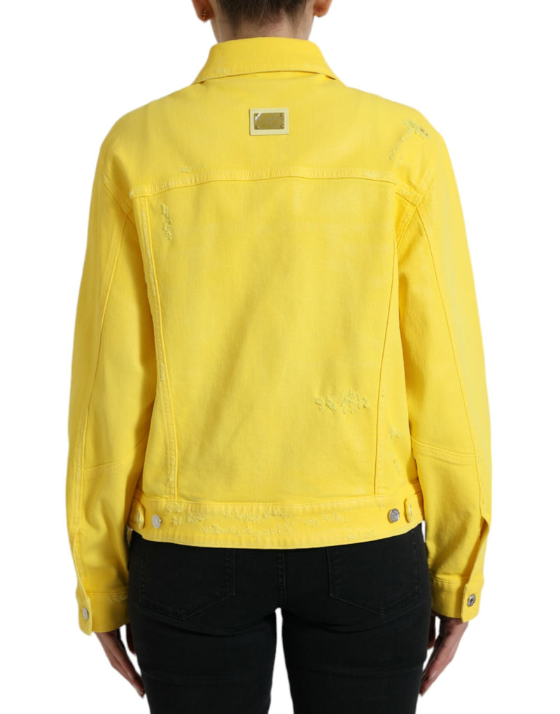 Yellow Cotton DENIM Jeans Button Coat Jacket