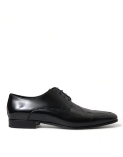 Black Leather Lace Up Derby Dress Shoes