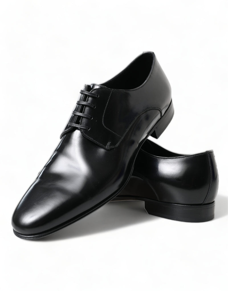 Black Leather Lace Up Derby Dress Shoes