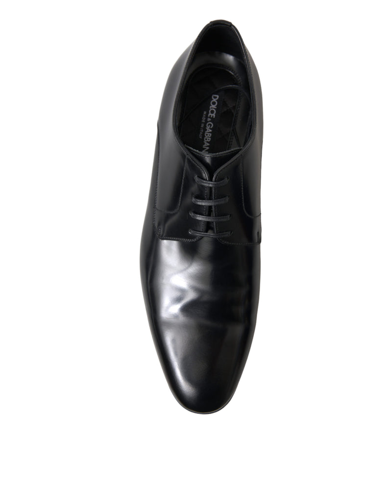 Black Leather Lace Up Derby Dress Shoes