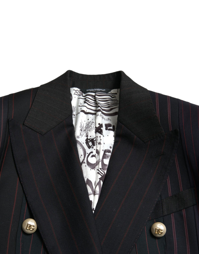 Black Striped SICILIA Double Breasted Jacket