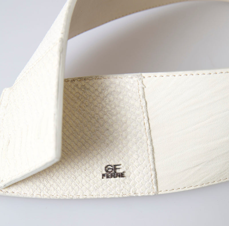 Off White Waxed Cotton Wide Fashion Waistband Belt