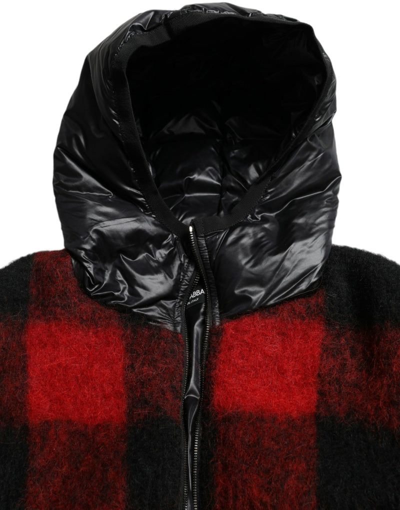 Black Red Buffalo Check Hooded Poncho Jacket