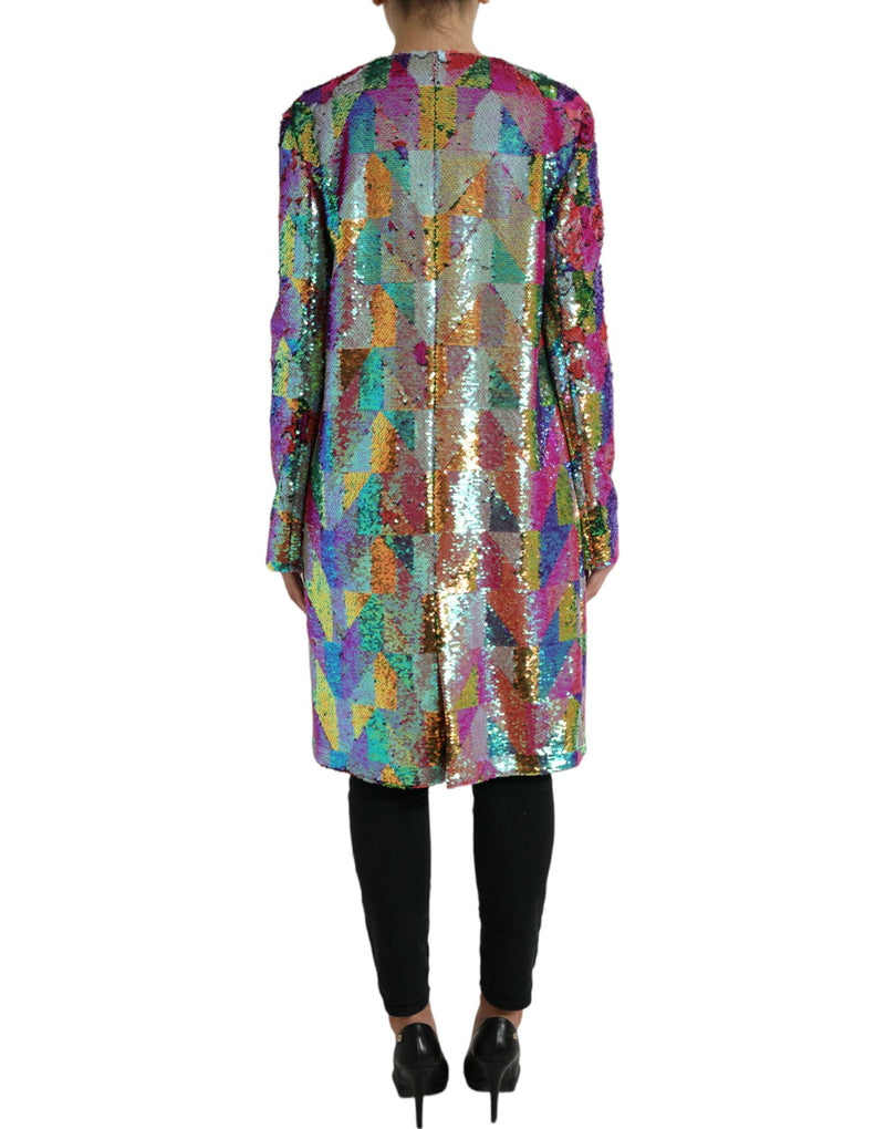 Multicolor Polyester Sequined Coat Jacket